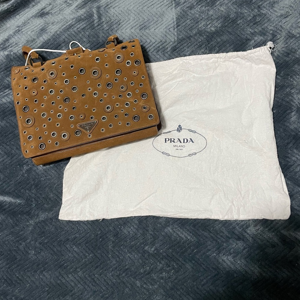 Brown suede Prada bag